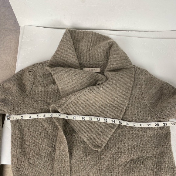 Loft beige wool alpaca draped waterfall cardigan‎ size Large - Picture 10 of 11
